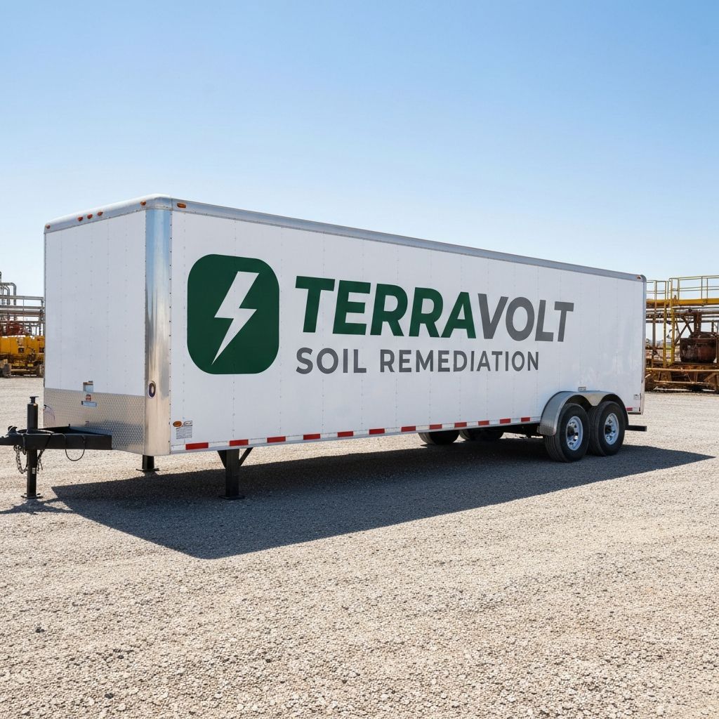 TerraVolt mobile enclosed trailer unit with company branding